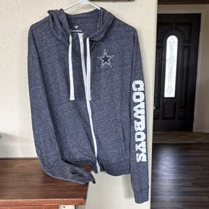 Fanatics Heathered Navy Cowboys Zip-Up Hoodie